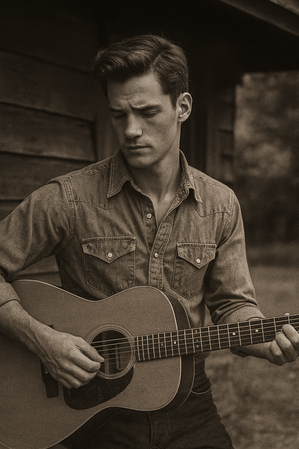 Hank Colt playing acoustic guitar